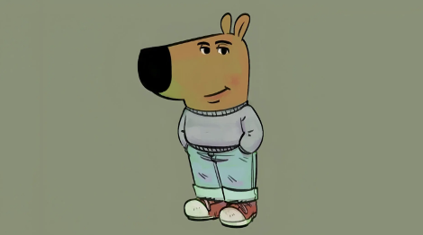 Chill Guy meme of a cartoon dog with his hand in his pockets. 
